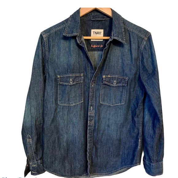 Aritzia Tops - TNA Dark Wash Jean Button Up Shirt
